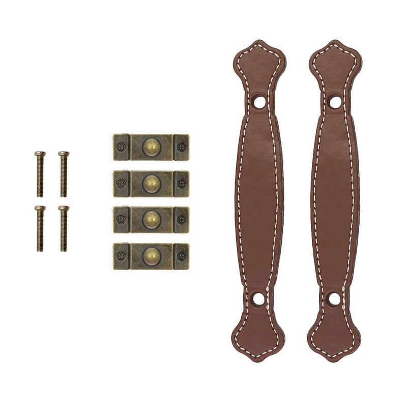 Seimneire 6pcs Surface Leather Furniture Handle, 6.3" Retro Style Leather Pull Handle for Drawer/Cabinet/PU Suitcase - Brown - Image 4